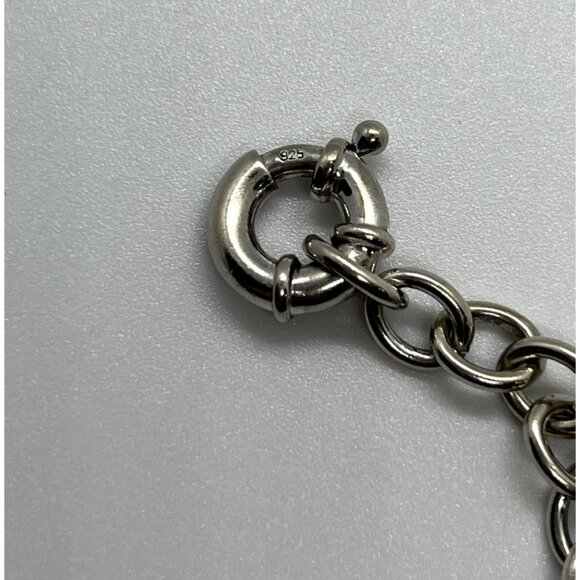 925 STERLING SILVER  PINK TOPAZ HEART BRACELET - Picture 7 of 7